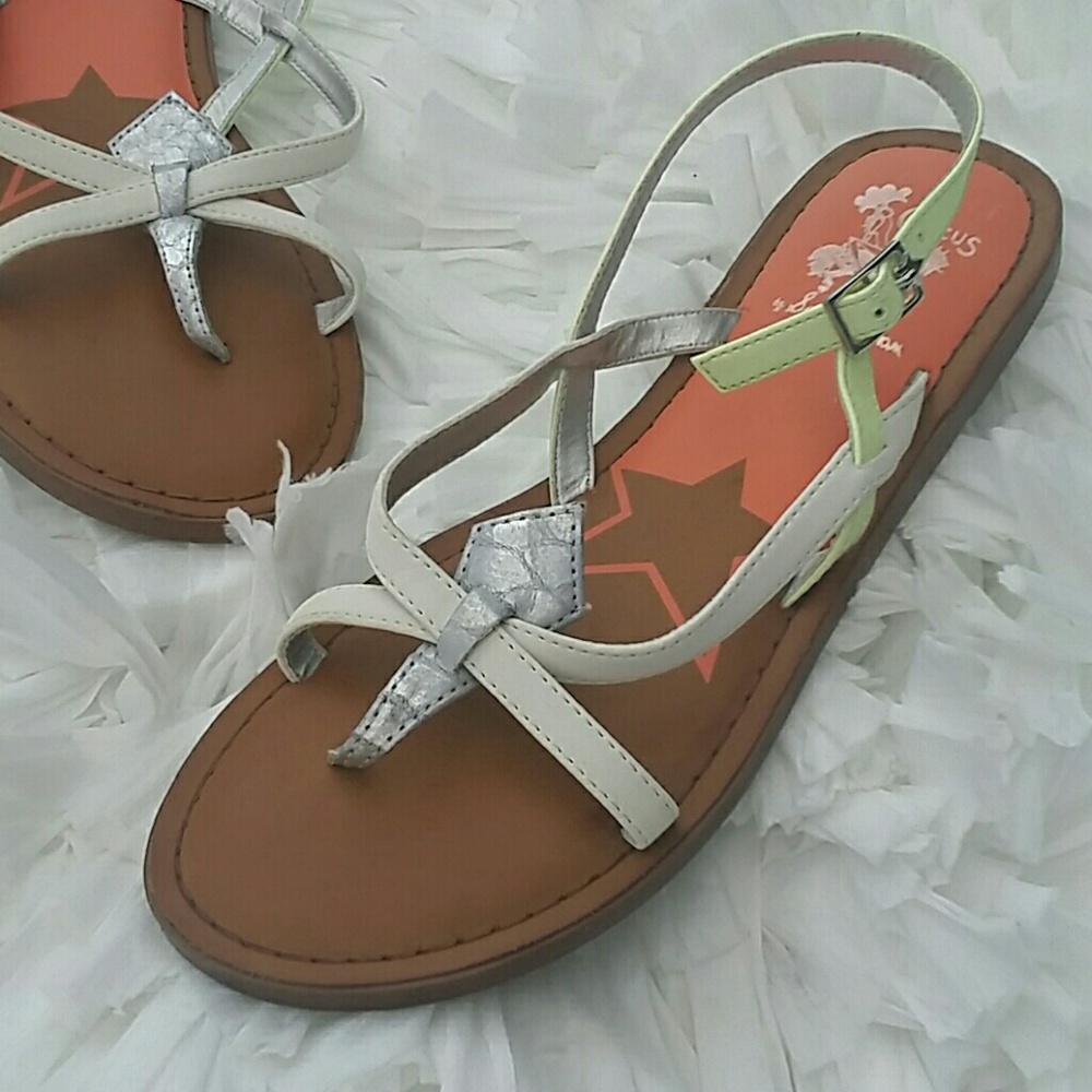 Sam Edelman Strappy Silver White Sandals Flats 8.5 - Picture 5 of 8